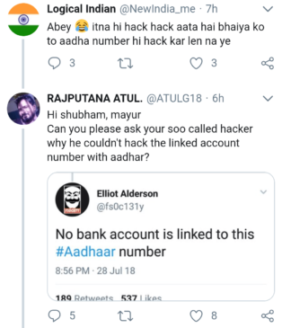 RS Sharma's Aadhaar hacked