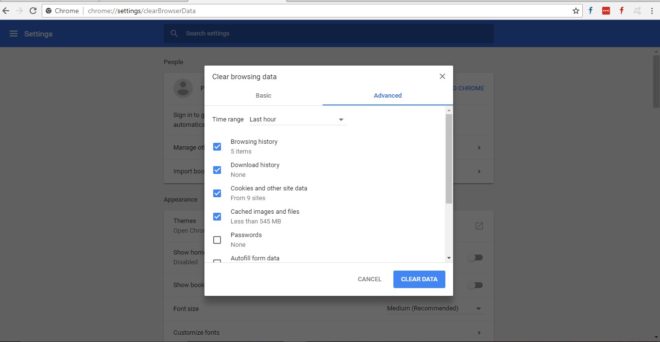 How to clear cache in Google Chrome