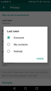 How to hide your last seen status on Whatsapp