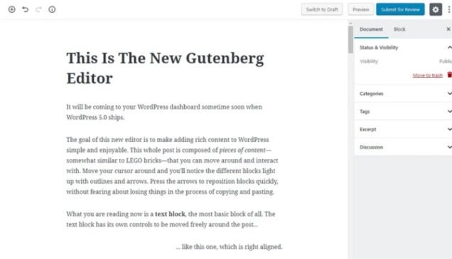 Gutenberg WordPress editor