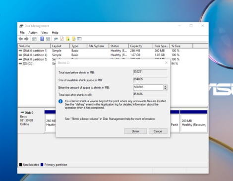 how to partition hard disk without software