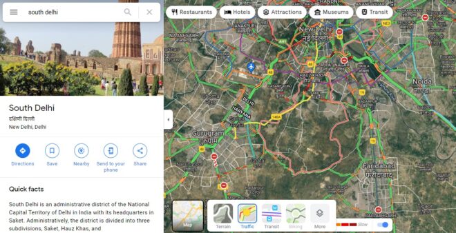how to check traffic in google Maps