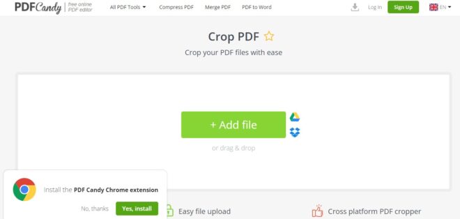 how to crop PDF file using PDFCandy