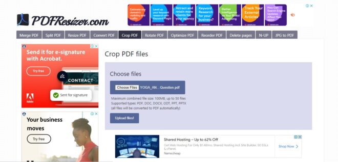 how to crop PDF file for free