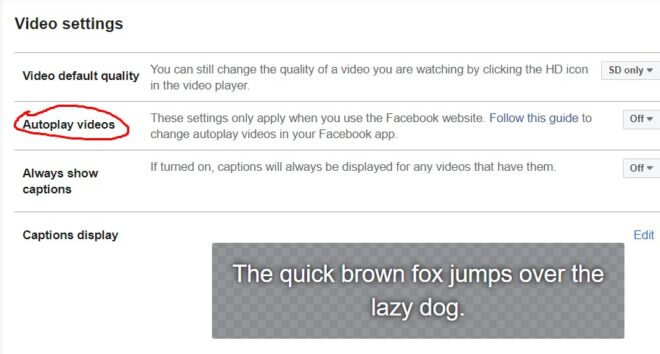 how to disable AutoPlay Videos on Facebook