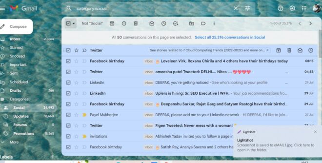 how to delete emails from one sender in gmail