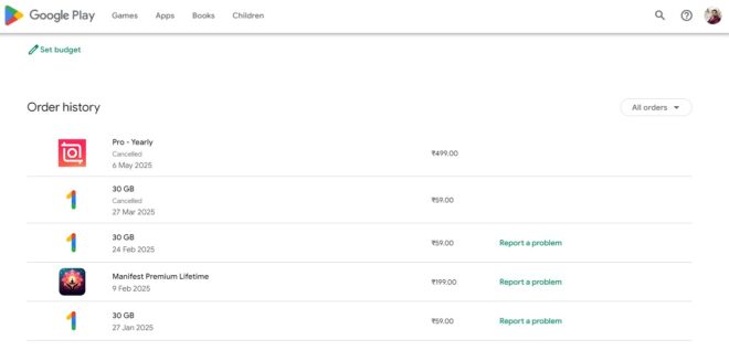 how to view google playstore purchase history 